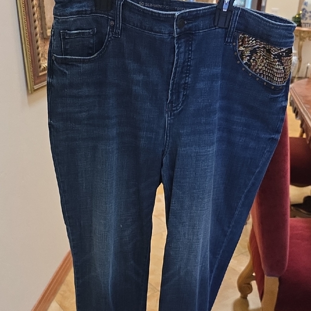 Chicos Size 14 Dark Blue Embellished Women's Jeans